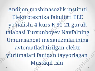 liftelektr motorining quvvatini tanlash — PPTX