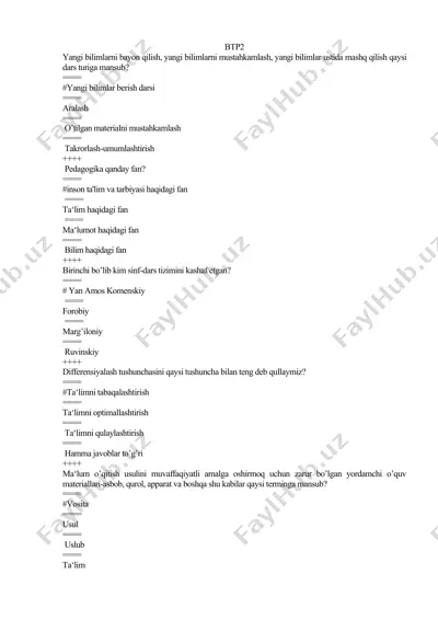 yangi bilimlar berish darsi — DOCX