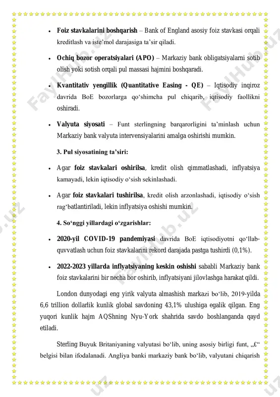 ina buyuk britaniya oʻz valyutasini bekor qilib, yevro valyutasini qabul qilish masalasi koʻrib chiqilgan edi. 2007 yilda bosh vazir gordon braun moliya vaziri sifatida belgilagan testlarga asoslanib, jamoatchilik referendumi oʻtkazishni vaʼda qilgan edi. braun testlarni baholaganida qaror yaqin boʻlsa-da, buyuk britaniya hali yevroga qoʻshilmasligi kerak, degan xulosaga keldi. u yaqin kelajakda aʼzolikdan voz kechdi va bu qaror buyuk britaniya va yevropa uchun toʻgʻri boʻlganini aytdi. xususan, u uy-joy narxlaridagi oʻzgarishlarni toʻsiq sifatida koʻrsatgan. soʻrovnomalar shuni koʻrsatdiki, britaniyaliklarning aksariyati uzoq vaqt davomida yagona valyutaga qoʻshilishga qarshi edi va soʻnggi yillarda bu pozitsiya yanada kuchaydi. 2005 yilda buyuk britaniyaning yarmidan koʻpi (55%) valyutani qabul qilishga qarshi edi, 30% esa bunga rozi edi. yevroga qoʻshilish ehtimoli 2016 yilgi yevropa ittifoqidan chiqish boʻyicha referendum qarori va 2020 yilda keyingi chiqishdan beri ahamiyatini yoʻqotdi. har yil uchun oʻrtacha berilgan, aqsh dollari va yevro funtga nisbatan; va aksincha: £ aqsh dollari va yevroga nisbatan. (1999-yildan oldingi …