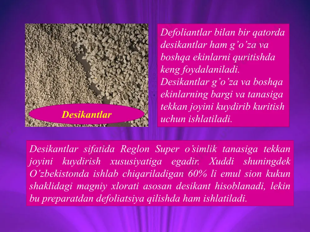 defоliantlar, desikantlar va o’simliklarni o’sishini bоshqaruvchi mоddalar - Page 5