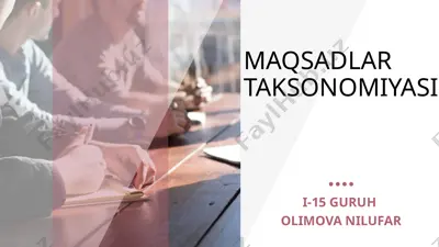 maqsadlar taksonomiyasi — PPTX