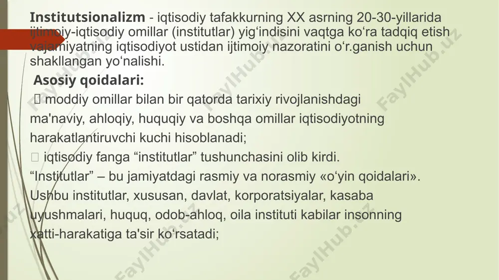 ili + maqsad + shart-sharoit; qoida = belgi +muqarrarlik omili + maqsad + shart-sharoit + sanksiya. tor ma'noda norma kelishuv tushunchasiga mos keladi. chunki kelishuv ko‘rsatmasini bajarish o‘ta ixtiyoriy xususiyatga ega. qoidaga o‘tishda ko‘rsatmalarni bajarishning ixtiyoriy xususiyati yo‘qoladi, ya'ni bunda sanksiya ishga tushadi. kelishuvlar iqtisodi normani bozorda ishtirokchilar tomonidan istaklar va afzalliklarning o‘zaro talqin etilishi uchun zamin sifatida ko‘rib chiqishni taklif etadi shu nuqtai nazardan normaga amal qilish shaxs uchun o‘z maqsadlari (signaling) haqidagi xabarlarni kontragentgacha yetkazish usuliga aylanadi. shaxslar o‘z xatti-harakatiga nisbatan bir-birini istisno etuvchi talablarni muvofiqlashtirish va o‘z tomonlarining harakatlariga nisbatan ishonchli fikrlarni bildirishga qodir bo‘lmay qoladi. ko‘rib chiqilayotgan yondashuv doirasida kelishuvlar nisbatining quyidagi variantlari tahlil qilinadi. 1. ekspansiya – unda o‘zaro hamkorlikni tashkil qilish ilgari boshqa kelishuvlar ustuvorlik qilgan sohalardagi kelishuvlardan birining normalari asosida amalga oshadigan kelishuvlar nisbati. masalan, siyosiy soha siyosiy bozorga aylanishi mumkin, bunda fuqarolik kelishuvining normalari bozor kelishuvi normalari tomonidan siqib chiqariladi. urinish – …