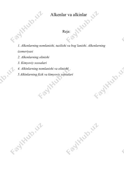alkenlar va alkinlar — DOCX