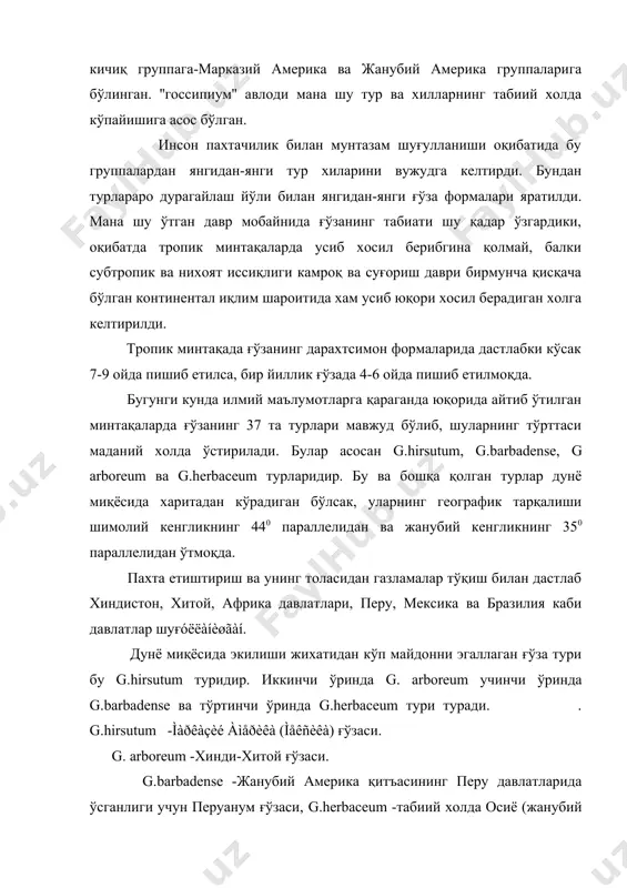 инсоният ибтидоий жамиятда хам пахта толасидан фойдаланган. у даврларда ёввоий ғўза кусагидан чувиб олинган пахта толасидан кийим-кечак эмас балки балиқ овлаш учун тўр ва хайвонларни ушлаш учун арқон қилинган. пахта толасидан газлама тўқиш ишларининг бошланиши пахтачиликда иккинчи давр хисобланади. бу дастлаб хиндистондан бошланган. археологик қазилмалар чоғида махенджо даро шахридан 5000 йиллик мато парчалари топилган. ўсимлик толасидан ипак ва жундан газлама тўқишнинг ибтидоий дастгохлари мисрда бундан 6000 йил, юнонистонда (греция) 4500 йил илгари кашф этилган. ўзбёкистонда пахтачилик билан шулланиш хиндистонга нисбатан бирмунча кеч бошланган. тарихий маълумотларга қараганда, эрон ва арабистонда ғўза ўстириш бундан 2600-2500 йил илгари хам мавжуд бўлган. чет мамлактларда эронда тўқилган матолар сифати жихтидан юқори бахоланган. европада пахтачилик билан шуғулланиш бошқа қитьаларга нисбатан кечроқ бошланган. грецияда қадим замонлардан бери пахтачилик билан шуғулланиб келишгани тарихдан маълум, бу асримизнинг дастлабки даврига тўғри келади. кейинчалик vii асрдан бошлаб араблар испания ва италияни истило қилганларидан кейин у ерларда хам пахтачилик билан шуғулланишган. шу …