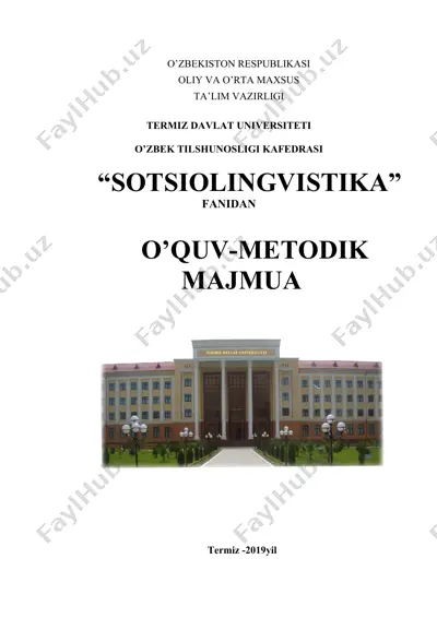 o’quv-metodik majmua "sotsiolingvistika" — DOC