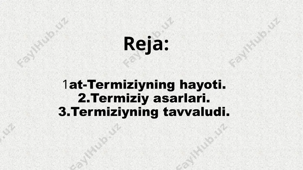 tadi. oʻz navbatida imom buxoriy oʻz shogirdini maqtab, kamtarinlik bilan: "sen mendan bahra topganingdan koʻra men sendan koʻproq bahra topdim", degan. bu termiziyga berilgan juda katta baho edi.termiziy yoʻlda, safarda boʻlganda ham, yoki bir joyda muqim turganda ham ustozlaridan, uchratgan roviylardan eshitgan hadislarni yozib olar, ularni tartibli ravishda alohida-alohida qayd qilib borardi. 868-yil xorij safaridan oʻz yurtiga qaytgan termiziy ilmiy-ijodiy ish, shogirdlar tayyorlash bilan mashgʻul boʻldi va yirik muhaddis olim, imom sifatida shuhrat qozondi. taqvodorlik, islom dini va oʻz obroʻsiga gard yuqtirmaslikka intilish, dunyo molmatosi va boylikka beparvo qarash, oxiratning gʻamini yeyish termiziyning hayoti tarzi edi. termiziyning shogirdlari uning ishlarini davom ettirdi. ular ichida makhul ibn alfadl, muhammad ibn mahmud anbar, hamod ibn shokir, abd ibn muhammad nasafiy, haysam ibn kulayb shoshiy, ahmad ibn yusuf nasafiy va boshqalarni koʻrsatish mumkin. termiziy qalamiga mansub asarlarning aksariyati bizgacha yetib kelgan. "al-jomeʼ as-sahih" ("ishonarli toʻplam"), "ashshamoil annabaviya" yoki "ashshamoil annabiy sallolohu alayhi va …