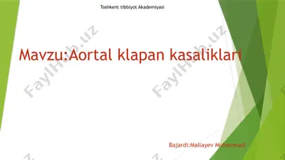 aortal klapan nuqsonlari haqida tushuncha — PPTX
