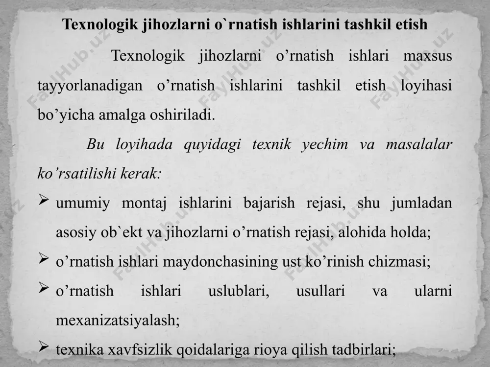 ontaj ishlari 2 va undan ortiq yil muddatni egallasa, unda bosh pudratchi va buyurtmachi 1 yillik shartnoma tuzib, bu shartnomada mazkur yilda bajariladigan ishlar turkumi, bajarilish muddati va h.k. ko’rsatiladi. ba`zi bir maxsus montaj ishlarini bajarish uchun bosh pudratchi maxsus montaj korxonalarini ushbu qurilishga shartnomalar asosida jalb qilishi mumkin. bu shartnoma subpudrat shartnomasi deb ataladi, jalb qilinadigan maxsus montaj korxonalari esa subpudratchilar deyiladi. bu korxonalar maxsus montaj ishlarini bajaradilar (masalan, sovutgich jihozlarini o’rnatish). xo’jalik uslubida barcha qurilish-montaj ishlarini korxona o’z kuchi bilan, ya`ni o’ziga qarashli bo’lgan qurilish-ta`mirlash yoki mexanika-ta`mirlash bo’linmalari yordamida bajaradi. bunday uslub, odatda qurilish-montaj ishlari hajmi uncha katta bo’lmaganda, faoliyat ko’rsatayotgan korxonalarda qo’llaniladi (asosan korxona texnik jihatdan qayta jihozlanishda yoki kengaytirishda). bunda barcha qurilish-montaj materiallari va texnikasi korxona tomonidan ta`minlanadi. korxona texnik jihatdan qayta jihozlanayotganda yoki kengaytirilayotganda qurilish ishlarini korxona xo’jalik uslubida bajarib, texnologik va boshqa jihozlarni o’rnatish va sozlash ishlarini korxona direktsiyasi boshqa maxsus montaj korxonalari bilan …