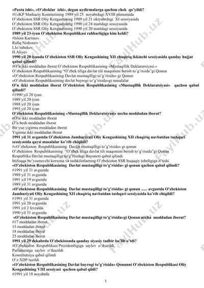 o'zbekiston respublikasining mustaqillik deklaratsiyasi — DOC