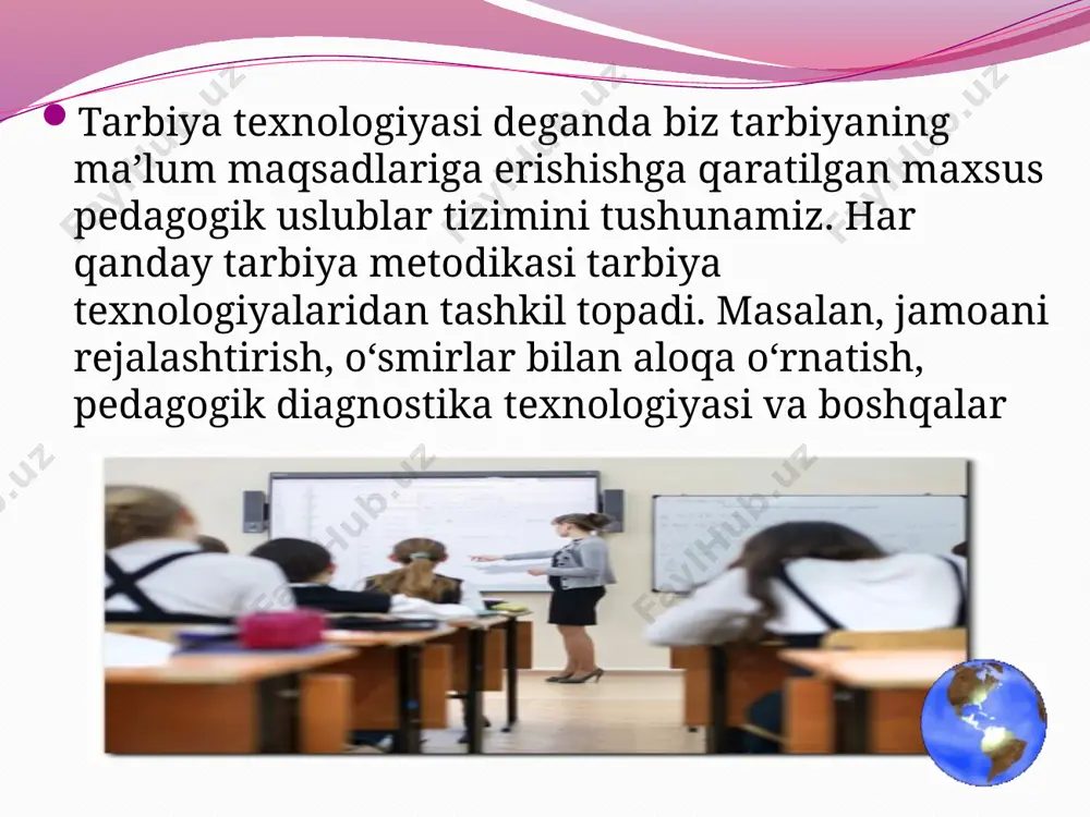 n. maqsadni shakllantirish innovatsion maktabning mavjudligiga sabab bo‘ladi va o‘z navba-tida, o‘qitishning o‘zi u sababli bo‘ladi. innovatsion maktabning tashkil topishi didaktik qarash (o‘qitish mazmuni, o‘qitish jarayoni tuzilishi va qonuniyatlari) nazorat jihatlari quyidagilardan iborat: zamonaviy ta’lim vazi-yatlari sharoitlarida deyarli har bir maktabda variantiv qismini aniqlash hisobiga boshlash, keyin esa, invariant asosini aniq-lashtirib, shaxsiy pedagogik strategiyasini ishlab chiqish imkoni-yatiga ega innovatsion maktab tashkil topishini didaktik qarashdagi texnologik jihati quyidagilardan iborat: o‘qitish mazmuni va texnologiyasida o‘zaro bog‘liqlik mav-jud. o‘qitish mazmunidagi o‘zgarish (misol uchun o‘quvchi fikrlarini tashkil etuvchi sxemalar kiritish) darhol mana shu mazmunni yetkazib berishga qodir yangi pedagogik texnolo-giyani ishlab chiqishni talab qiladi image2.jpeg image3.jpeg image4.gif image5.jpeg image6.jpeg image7.png image8.jpeg image9.jpeg image10.jpeg image11.jpeg image12.jpeg image13.jpeg image14.jpeg image15.gif /docprops/thumbnail.jpeg