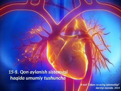 qon aylanish sistemasi haqida umumiy tushuncha. 8 - sinf — PPTX