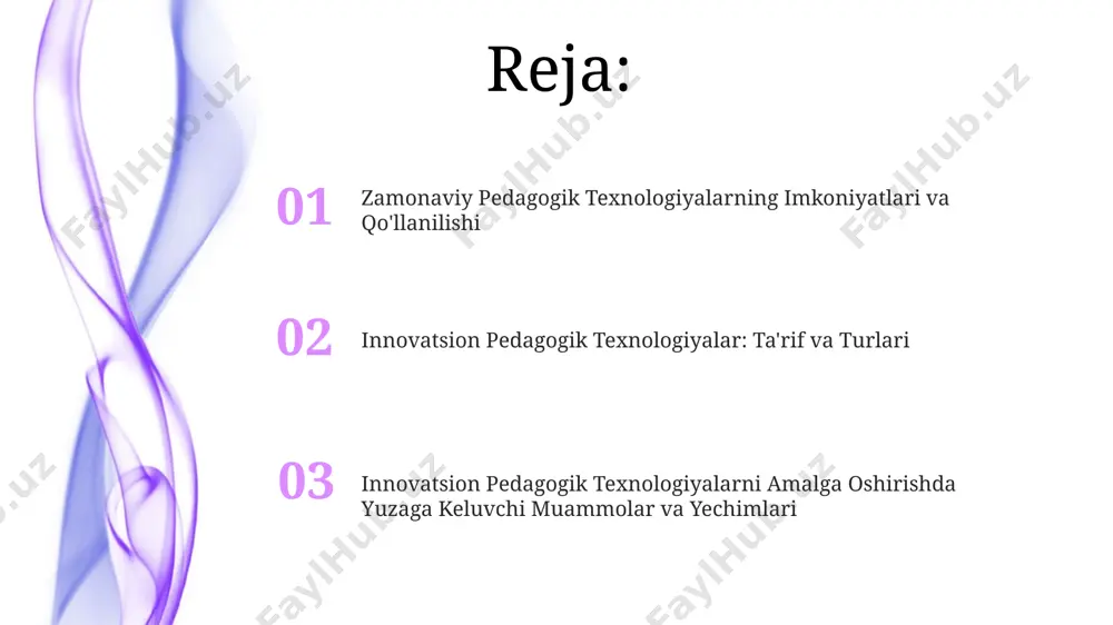 i interaktiv o'quv materiallarini taqdim etish, o'quv jarayonini yanada qiziqarli va samarali qilish imkoniyatini beradi, shu bilan birga talabalarning fikrlash va muammo yechish ko'nikmalarini rivojlantiradi. sun'iy intellekt yordamida shaxsiylashtirilgan ta'lim dasturlarini yaratish, o'quvchilarning 70% gacha bilim olish samaradorligini oshirishga yordam beradi, bu esa individual yondashuv va o'zlashtirish tezligini hisobga olish imkonini beradi. kelajakdagi trendlar va yutuqlar katta ma'lumotlar tahlili (big data) yordamida o'quvchilarning individual ehtiyojlarini aniqlash va o'quv dasturlarini moslashtirish imkoniyati paydo bo'ladi, bu esa o'qitish samaradorligini 20% ga oshiradi. kelajakdagi ta'lim texnologiyalari ai asosida shaxsiylashtirilgan o'qitishni keng qo'llashni, 50% gacha o'quvchilarning muvaffaqiyat darajasini oshirishni vaqtni tejash imkoniyatini beradi. interfaol o'quv muhiti o’quv jarayonida interaktiv o’yinlar va simulyatsiyalarni qo’llash orqali, talabalar bilimlarni 30% tezroq egallaydilar va uzoq muddatli eslab qolish darajasi oshadi. “interfaol o’quv muhiti” platformadan foydalanishning osonligi va intuitiv interfeysi tufayli, o’qituvchilarning texnologiya bilan bog’liq muammolarini 50% ga kamaytiradi. virtual va kengaytirilgan reallık texnologiyalari kengaytirilgan reallik (ar) texnologiyalari, masalan, …