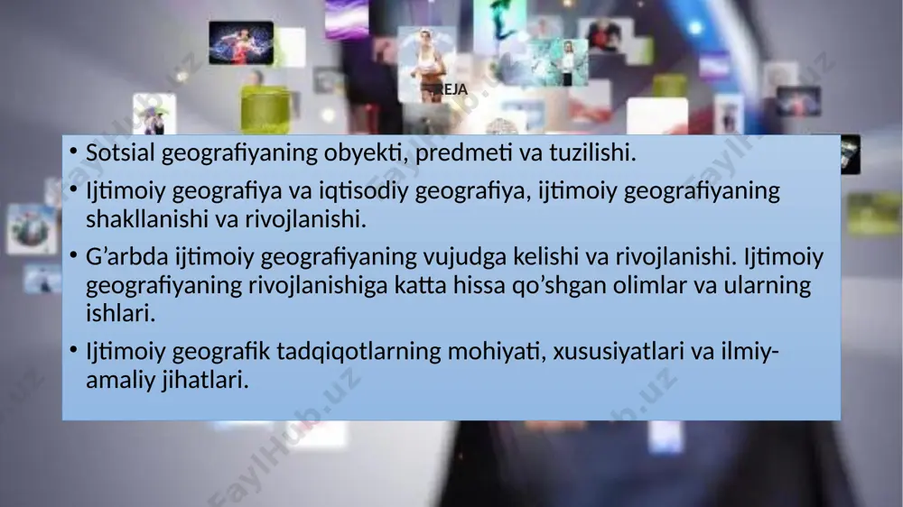 munosib hissa qo’shganlar. bu davrda ijtimoiy geografiyaning rivojlanishida shartli uch bosqichni ajratib ko’rsatish mumkin: birinchi bosqich — xx asrning 50-yillarigacha bo’lgan vaqtni o’z ichiga oladi. bu davrga xos xususiyatlardan biri ijtimoiy hodisa va jarayonlarning ayrimlari iqtisodiy va etnogeografik tadqiqotlar doirasida o’rganildi. shularga karamay aholining turmush sharoitlari, madaniy, maishiy xususiyatlarini o’rganishning zarurligi sobiq sovet geografiya fanining dastlabki yillaridayoq ta’kidlangan edi. ijtimoiy geografiya aholi geografiyasi asosida shakllandi. barcha aholi yoki muayyan bir ijtimoiy guruhning sotsial rivojlanishidagi hududiy tafovutlarni tadqiq etish faqatgana ijtimoiy geografiyaning predmeti bo’lmay, balki mintaqaviy sotsiologiyaga ham xosdir. ammo, sotsioligik tadqiqotlarning hududiy qamrovini yetarli darajada deb bo’lmaydi. ikkinchi bosqich —bu qisqa davr, ya’ni xx asrning 50 – 70-yillarini o’z ichiga oladi. bu davrda aholi geografiyasi tez rivojlandi va shu bilan birga, geografik tadqiqotlarda sotsiologiya kategoriyalari va tushunchalari keng qo’llanila boshlandi. uchinchi bosqich – keyingi yillarni o’z ichiga oladi va ijtimoiy geografiya, aynan, shu davrda rasman tasdiqlandi. ushbu bosqichda bevosita ijtimoiy …