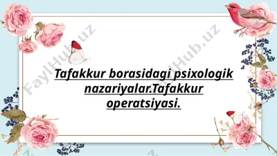 tafakkur bo'rasida psixologik nazariyalar — PPTX