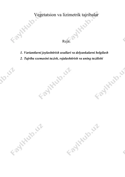 vegetatsion va lizimetrik tajribalar — DOC