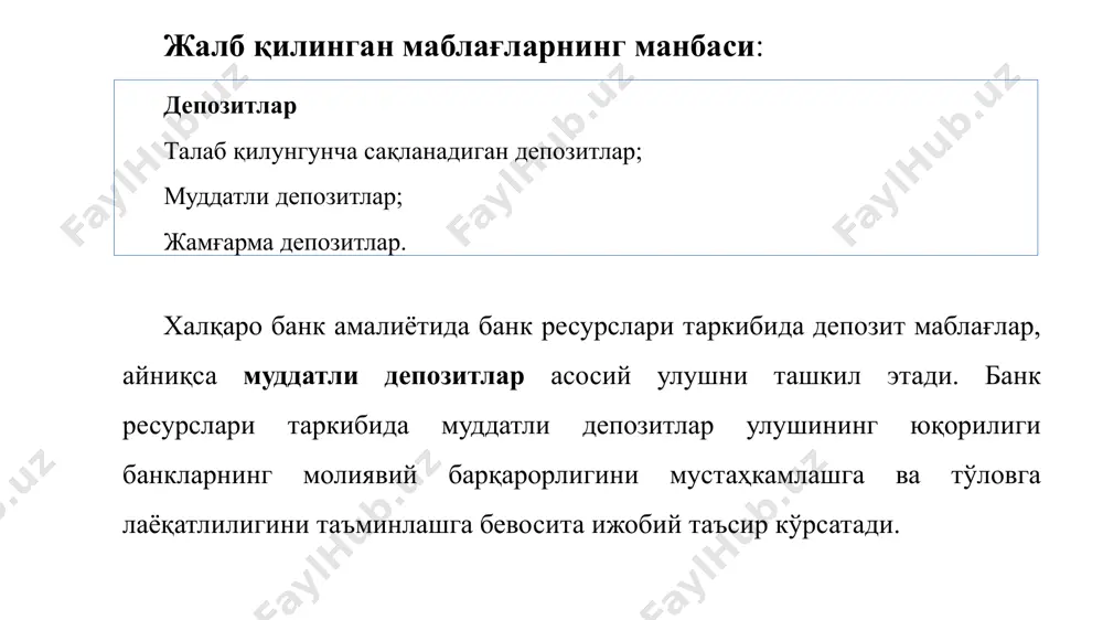 сус захиралар; тақсимланмаган фойда. қўшимча (иккинчи даражали) капитал: жорий йилнинг соф фойдаси; қайта баҳолаш захираси; субординациялашган қарз мажбуриятлари; шўъба корхоналарга қилинган қуйилмалар. юқоридан кўриниб турибдики, тижорат банклари регулятив капитали биринчи ва иккинчи даражали капиталдан ташкил топади. иқтисодий адабиётлар, меъёрий ҳужжатлар ва базель андозаларига кўра биринчи даражали капитал асосий капитал сифатида ҳам эътироф этилади. банкнинг регулятив капитали — банк фаолиятини тартибга солиш ва пруденциал нормативлар ҳисоб-китобини амалга ошириш мақсадида ҳисоб-китоб қилиш йўли билан аниқланадиган банк капитали; кредит ташкилотларининг пруденциал назорати – банк назоратининг, таркибий қисми бўлиб, у банк тизими барқарорлигини таъминлаш мақсадида ишлаб чиқилган иқтисодий меъёрларга банклар қанчалик риоя этаётганини назорат қилади. “пруденциал” тушунчаси эҳтиёткор, узоқни кўрадиган деган маъноларни англатиб, “назорат” сўзи билан бирга қўлланилганда кредит ташкилотлари фаолиятида юзага келиши мумкин бўлган хатарлар ва муаммоларни бартараф қилишга имкон берувчи масофадан назорат маъносини англатади. амалиётда айрим тижорат банклари кўпроқ фойда олиш мақсадида хатарларга асосланган фаолият юритишга мойил бўлади. бунда улар ўз манфаатлари …