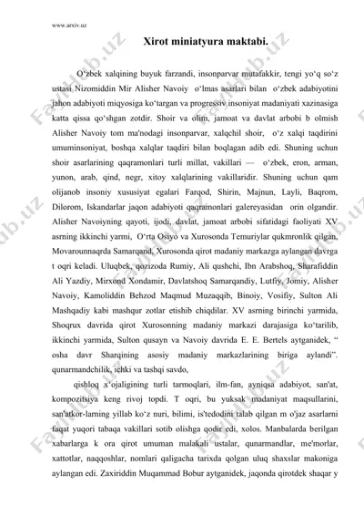 xirot miniatyura maktabi — DOC
