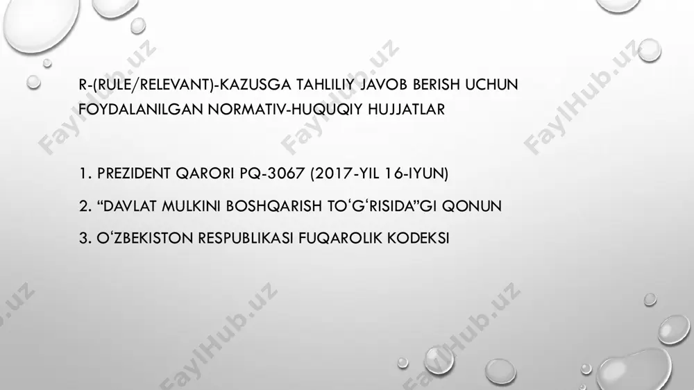 i bo‘lib, ularni sotish yoki xususiylashtirish ma’naviy va madaniy jihatdan zararli bo‘lishi mumkin. • • • 5.milliy iqtisodiyotning qon tomirlari: bu tarmoqlar butun davlatni bog‘lovchi va iqtisodiy faoliyatni ta’minlovchi inshootlardir. xususiylashtirilsa, butun hududlar yoki tarmoqlar xavf ostida qoladi. • monopoliya xavfi: bunday obyektlar xususiy sektorga o‘tsa, narxlarni oshirish, xizmat ko‘rsatishni cheklash yoki hududiy tengsizlik yuzaga kelishi mumkin. • • xavfsizlik: energiya, transport va aloqa tarmoqlari – strategik ahamiyatga ega. ular yot qo‘llarga o‘tsa, milliy xavfsizlikka jiddiy zarar yetadi. • • • 6.aholining ijtimoiy himoyasi: bu obyektlar orqali kam ta’minlangan, ehtiyojmand qatlamlarga bepul yoki arzon xizmatlar ko‘rsatiladi. xususiylashtirilsa, ular xizmatlardan mahrum bo‘lishi mumkin. • konstitutsiyaviy majburiyat: davlat ta’lim, sog‘liqni saqlash va ijtimoiy himoya sohasida kafolatlangan xizmat ko‘rsatishga majbur. bu vazifa xususiy sektor bilan to‘liq ta’minlab bo‘lmaydi. • • adolat va tenglik: har kim moliyaviy holatidan qat’i nazar, sifatli ta’lim va tibbiy xizmat olish huquqiga ega. buni faqat davlat tasarrufidagi muassasalar kafolatlay …