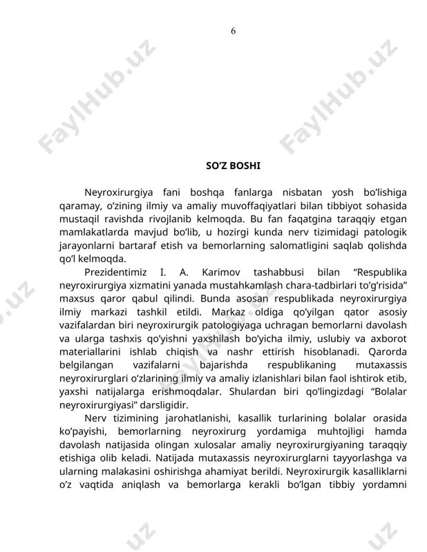 biri i.i.orlov hisoblanadi. toshkent davlat tibbiyot institutining nevrologiya kasalliklari kafedrasining qoshida 1943 yili l.ya. shargorodskiy tashabbusi bilan, taniqli neyroxirurg p.o. emdin ishtirokida i.i. orlov tomonidan mustaqil bo’lgan birinchi neyroxirurgiya bo’limi tashkil topgan. bu bo’limda taniqli neyroxirurglar, xirurglar i.i. orlov, p.o. emdin, z.a. semenixina, a.s.umarov va boshqalar tomonidan nerv tizimining o’smalari va boshqa organik kasaliklari, tutqanoq huruji bilan og’rigan bemorlarga operatsiya usuli bilan davolashni markaziy osiyoda birinchi bo’lib boshlaganlar, yo’lga qo’yganlar va davom ettirganlar. 1963 yildan boshlab bo’limga m.h. qoriyev boshchilik qilgan. 1965-yili bo’lim tugatilgan. ulug’ vatan urushi yillarida respublikaning katta shaharlarida urushda yarador bo’lgan soldat va ofitserlarga hamma sohada ixtisoslash​gan tibbiy yordam ko’rsatish maqsadida evakogospitallar tashkil etil​gan. ayrim gospitallar ittifoqning g’arb tomonidan evakuatsiya qilin​gan. ixtisoslashgan gospitallarda markaziy va periferik nerv tizimi​ning jarohatini olgan hamma yaradorlarga mutaxassis xirurglar va neyroxirurglar m.s. astrov, g.a. rixter, yu.ya. kalujniy va boshqa olimlar tomonidan tibbiy yordam ko’rsatilgan. yaradorlarning ko’pchilik qismini safga qaytarishga o’zlarining hissalarini qo’shganlar. …