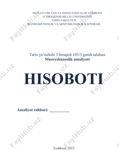muzeyshunoslik amaliyoti hisoboti — DOCX