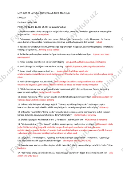 methods of natural sciences and their teaching — DOC