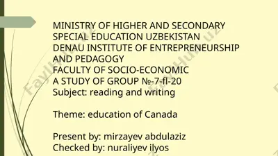 "education in canada" — PPTX