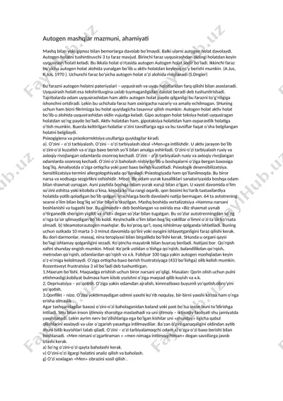 autogen mashqlar mazmuni, ahamiyati — DOCX