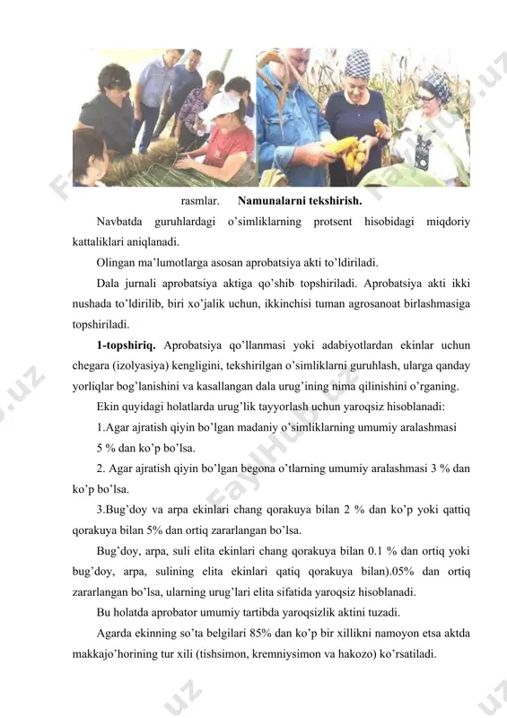 б. 2. абдукадиров д.т. қишлоқ хўжалиги экинлари селекцияси ва уруғчилиги. тошкент 2002 й. 275 бет. 3. азизов б.м. кузги буғдой дон сифатини оширишнинг муҳим омиллари. ж.ўзбекистон аграр фани ҳабарномаси. 3 (69)-сони, 2017й. 4. азизов б.м., исроилов и.а., худойкулов ж.в. ўсимликшуносликда илмий тадқиқот ишлари. дарслик. тошкент 2014. 265 б. 5. азизов қ.қ., ашуров к.к. қанд жўхорининг янги навларини яратишда селекцияни тутган ўрни “ўзбекистон пахтачилигини ривожлантириш истиқболлари” номли республика илмий тўплами 2014 йил (i-қисм) 128 ва 130 бетлари 6. ан хе сунг, азизов к.к., еденбаев д., бобоев фю г., тахирбаева д.у. тритикале етиштириш қўлланмаси. ташкент. 2017. 22 б. 7. виноградов б.и., атабаева х.н., дементьева а.а. ўсимликшунослик. “мехнат” матбуоти. 1987. 166 б. 8. дала тажрибаларини ўтказиш услубиятлари. тошкент 2007. 149 б.
