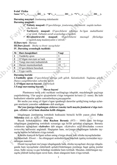 jismlarning elektrlanishi — DOCX