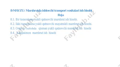 marshrutda ishlovchi transport vositalari ish hisobi — PDF
