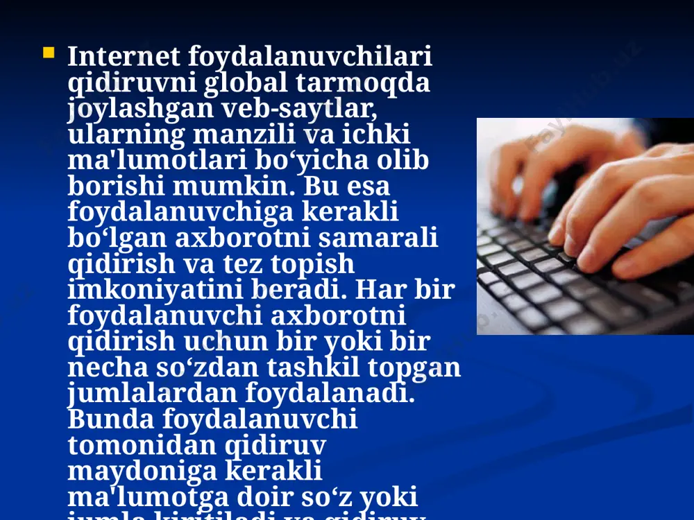 opib, so‘ngra shu hujjatlar nusxalarini iste'molchi kompyuteriga yuklashdir. foydalanilgan adabiyotlar google.com arxiv.uz myshared.ru image1.jpeg image2.jpeg image3.jpeg image4.jpeg image5.jpeg image6.jpeg image7.jpeg image8.jpeg image9.jpeg /docprops/thumbnail.jpeg