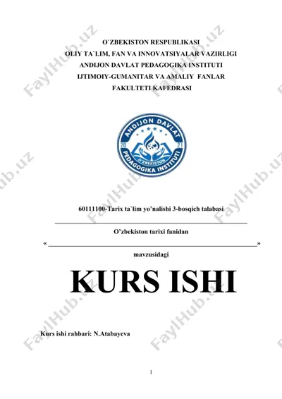 tarix ta'lim yo'nalishi 3-bosqich talabasi — DOC