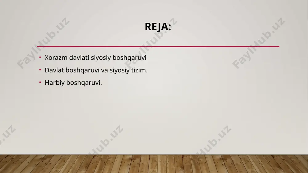 b turadigan, ko‘rsatmalariga to‘la ravishda ishonish mumkin bo‘lgan kishi bo‘lishi lozim…» vazirlarga sadr, dastur, xojayi bo‘zruk kabi unvonlar berilgan vazirlarga sadr, dastur, xojayi bo‘zruk kabi unvonlar berilgan. vazir lavozimidagi shaxs o‘zining siyohdoni (dovot) va ma’lum xil movutdan o‘ralgan sallasi (dastor) bilan ajralib turgan. ular asosan arab-fors mansabdorlari muhitiga mansub kishilar bo‘lib, arab hamda fors tili, ma’muriy ishdagi layoqati, saroy tartib-qoidalarini bilishi shart bo‘gan. xorazm davlatining vazirlari asosan xorazm, buxoro, nishopur, isfaxon, balx, hirotdan chiqqan arboblar bo‘lgan. o‘rta asrlar yozma manbalarida xorazm davlat boshqaruvidagi ko‘pgina mansab va lavozimlar haqida o‘rta asrlar yozma manbalarida xorazm davlat boshqaruvidagi ko‘pgina mansab va lavozimlar haqida ma’lumotlar saqlanib qolgan. ularning asosiylari quyidlagilaridir: bosh hojib yoki ulug‘ hojib (hojibul-kabir) – oliy hukmdor shaxsi bilan bog‘liq masalalar, marosimlar, marosimlarning nazorati bilan aloqador ishlarga javobgar bo‘lgan. ular sultonning eng zarur topshiriqlarini bajarganlar hamda hukmdorga doimiy ravishda hamrohlik qilganlar. ular vazirlik devonining daftarlari, undagi yozuvlar, arxivlar, moliya sohasidagi kotiblar va …