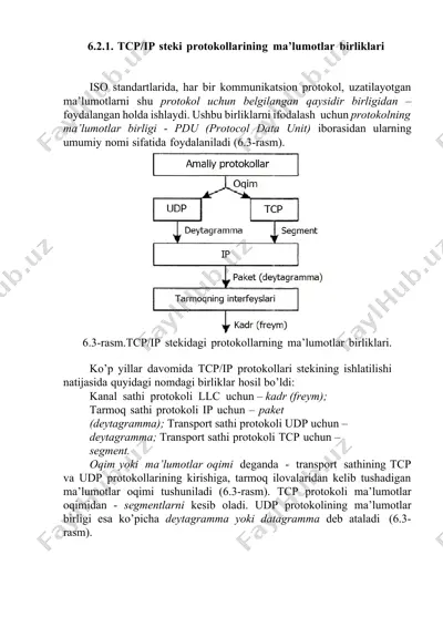 tcp/ip steki protokollarining ma’lumotlar birliklari — DOCX