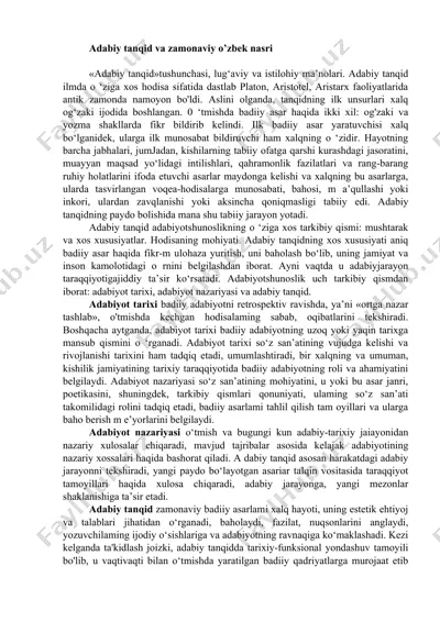 adabiy tanqid va zamonaviy o’zbek nasri — DOCX