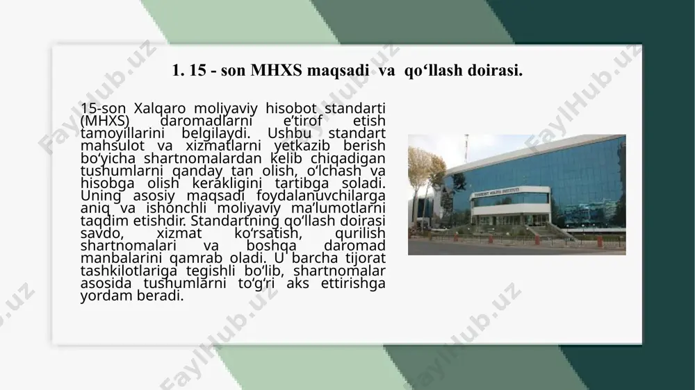‘rtasidagi farqni o‘rganishga yordam beradi. bozor tahlili esa raqobatchilar va bozor sharoitlarini hisobga olib, tushumlarning kelajakdagi holatini prognoz qilishga imkon yaratadi. tushumlarni tahlil qilish va boshqarish usullari tashkilotlarning moliyaviy holatini yaxshilash va daromadlarni oshirishga yordam beradi. tushumlarni tahlil qilishda, avvalo, daromadlarning kelib chiqishi va o‘zgarishini o‘rganish, prognozlar tuzish va taqqoslashlar amalga oshiriladi. dinamik tahlil yordamida vaqt o‘tishi bilan tushumlarning qanday o‘zgarishini kuzatish mumkin. tushum strukturasini tahlil qilish orqali turli daromad manbalarining ulushlarini aniqlash va ularni boshqarish imkoniyatlari yaratiladi. rentabellikni tahlil qilish tushumlar va xarajatlar o‘rtasidagi farqni o‘rganishga yordam beradi, bu esa samarali qarorlar qabul qilishda muhim. bozor tahlili esa raqobatchilar va bozor sharoitlarini hisobga olgan holda tushumlar prognozini yaratishda qo‘llaniladi. etiboringiz uchun rahmat! image1.png image2.jpeg image3.png image4.jpeg /docprops/thumbnail.jpeg