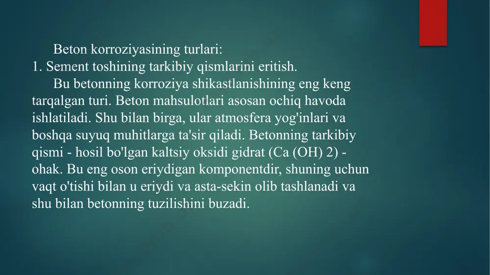 a. "beton va temir-beton texnologiyasi" – toshkent, 2020. 3.x.a.akramov , m.turapov "beton va temir-beton texnologiyasi" – toshkent, 2019. 4. h.a. akramov, h.n. nuritdinov “beton va temirbeton buyumlari ishlab chiqarish texnologiyasi” darslik toshkent 2010 yil. image6.png image7.png image8.png image9.png image10.png image11.png image12.png image13.png image2.png image3.png image4.png image5.png /docprops/thumbnail.jpeg