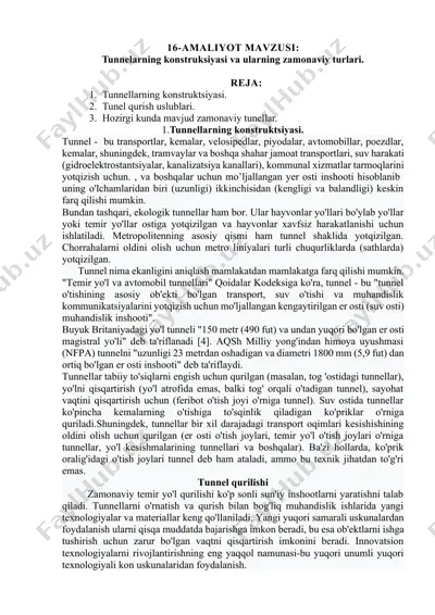 tunnelarning konstruksiyasi va ularning zamonaviy turlari — DOCX