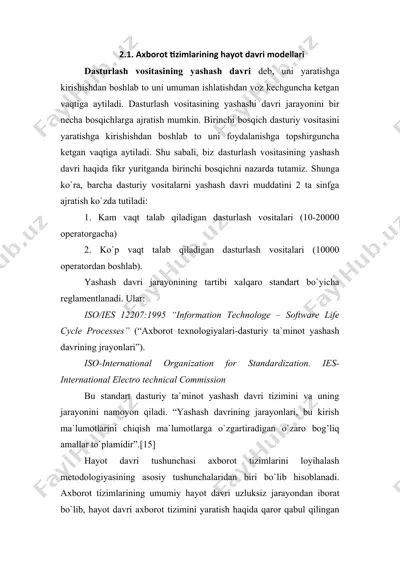 axborot tizimlarining hayot davri modellari — DOC