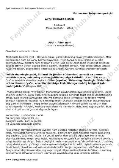 ayol mukarramdir — PDF