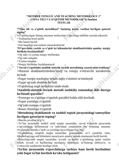 ona tili va o’qitish metodikasi 1 — DOC