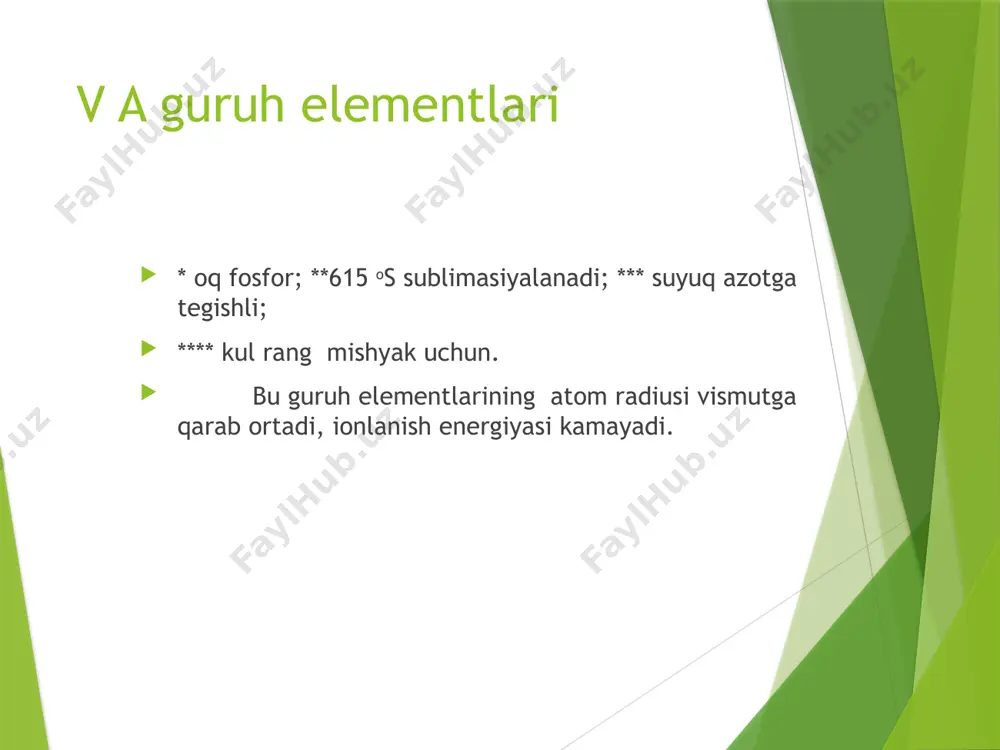 siridan olinadi. ammoniyli selitra -nh4no3 ham ko’p ishlatiladi. fosfor. fosfor(phosphorus). fosfor keng tarqalgan element, yer sharini 0,04 % ni tashkil qiladi. oson oksidlangani uchun tabiatda erkin holda uchramaydi. tabiatda appatit minerali 3ca3(po4)2·caf2 yoki cacl2 va fosforitlar ca3(po4)2 va har xil qo’shimchalar bo’ladi. 3ca3(po4)2*cacl2- xlorli apatit. fosforitlar va apatitlar fosforli mineral o’g’itlar olishda o’g’it sifatida ishlatiladi. appatitlarning katta miqdorda kola yarim orolida, ural, markaziy osiyoda qora tog’da bor. адабиётлар: 1. мелешина а.м. курс квантовой механики для химиков. м. высшая школа, 1980 г. 2. хошимов ф.ҳ., расулов р.й., йўлдошев н.ҳ. квант механикаси асослари. т. ўқитувчи, 1995 й. 3. йўлчибоев а. а. квант кимёдан ўқув қўлланма. тошкент: тошду нашри, 1979 й. 4. заргадник р., полок р. основы квантовой химии. м. мир, 1979 г. 5. цюлике л. квантовая химия. м. мир, 1976г. 6. дмитрев и. с., сенмёнов с. г квантовая химия–её прошлое и настошее. м. атомиздат, 1980 г. 7. минкин в.и., симкин п.я., миняев …