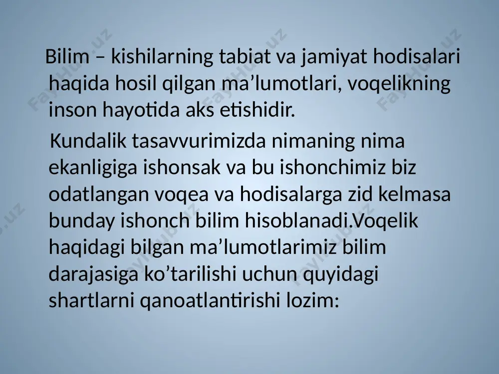 tadi. ezgulik bu liberiyalik shifokor qaysiki u sizni davolaydi. ezgulik bu- eronlik savdogar u sizni yadroviy dastur bo’yicha kelishuv imzolab, sizni xursand qiladi. ezgulik bu- zamonaviy amerikalik u gavanadagi elchixonada bayroq ko’taradi va kubaga qaytadi deydi abama. u ezgulik timsolini suriyalik muxojirlar yuzida xam ko’radi. kamtarlik deganda inson- o’zligini bilishni o’zgalarni xurmat qilishni, odamiylikni: samimiylik, beg’uborlik, mexribonlik, raxm shafqatlilik … kabi nodir fazilatlarni o’zida mujassam etish kerak. mamalakatimiz mustaqilligi yillarida ro’y bergan muxim o’zgarishlardan biri manaviy yangilanish kishilarning ongi tafakkuri va dunyoqarashining boyib kengayib borayotganligi xamda erkinlik kasb etayotganligidir. xususan yoshlarimizning elu-yurt xalq millat va vatan manfaatlarini anglash ularning shon shuhratini yanada oshirish ilmu fanni va madaniyatni xamda san’atni gullab yashnatish mamlakat xafsizligini ta’minlash o’tmishini ajdodlari boy merosini tarixi dini va qadriyatlarini o’rganish munosib baxolash borasidagi faoliyatlari ayniqsa kishini quvontiradi. prezidentimiz a karimov shunday deganlar xozirgi kundagi eng muxim va eng dolzarb vazifamiz- jamiyatimiz azolarini avvalam bor voyaga yetib kelayotgan …