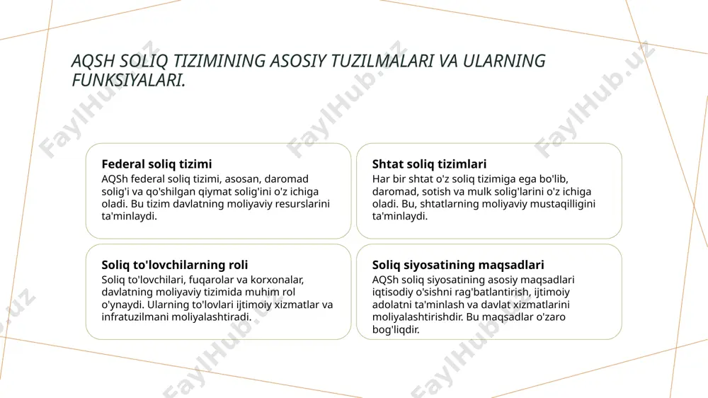osati va o'sish soliq siyosati iqtisodiy o'sishni rag'batlantirishi yoki to'sqinlik qilishi mumkin, bu esa ish o'rinlari va investitsiyalarni ta'sir qiladi. aqsh soliq siyosatining asosiy tamoyillari va maqsadlari. aqsh soliq siyosati tamoyillari aqsh soliq siyosati bir necha asosiy tamoyillarga asoslanadi, jumladan, adolat, samaradorlik va barqarorlik. bu tamoyillar soliq tizimining asosini tashkil etadi. soliq adolati va tenglik soliq siyosati, daromad va mulk taqsimotida adolatni ta'minlashga harakat qiladi. bunga yuqori daromadli shaxslar uchun yuqori soliq stavkalari kiritiladi. iqtisodiy o'sish va barqarorlik aqsh soliq siyosati iqtisodiy o'sishni rag'batlantirish, ish o'rinlarini yaratish va iqtisodiy barqarorlikni saqlash maqsadida ishlab chiqilgan strategiyalarni o'z ichiga oladi. soliq siyosatining iqtisodiy o'sishga ta'siri va tahlili. 1 soliqning o'sishga ta'siri soliq siyosati iqtisodiy o'sishni rag'batlantirishi mumkin, chunki u investitsiyalarni va iste'molni oshiradi, bu esa ishlab chiqarishni va ish o'rinlarini ko'paytiradi. 2 foyda va soliq foyda soliq stavkalari bizneslarga ta'sir qiladi. past stavkalar kompaniyalar uchun ko'proq foyda olib keladi, bu esa o'sishni …