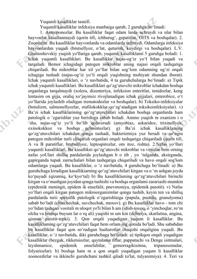 yuqumli kasalliklar tasnifi — DOCX