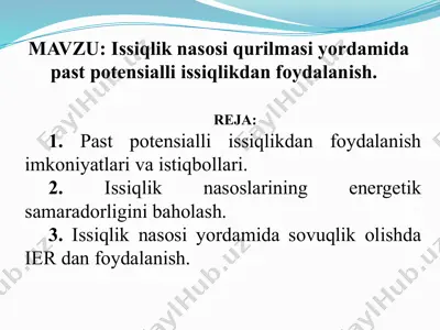 issiqlik nasoslarini ishlatish — PPTX