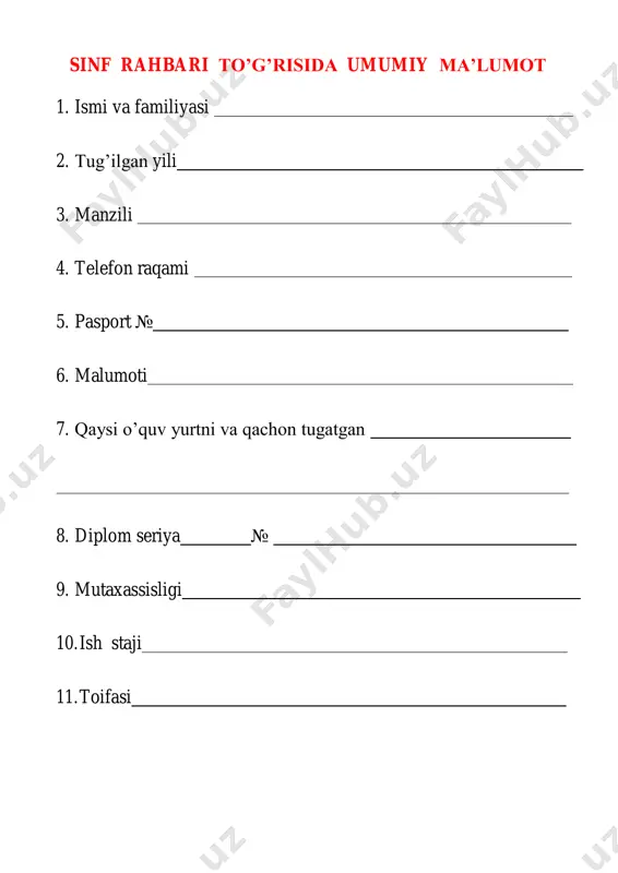 midagi tayanch pedagoglardan biri sinf rahbarlardir. ma’lumki, sinf rahbari o‘z sinfidagi o‘quvchilarning bevosita ta’lim-tarbiya jarayoni, ya’ni darslar davomida hamda darsdan keyingi faoliyatini nazorat qilishga mas’ul shaxs hisoblanadi. umumiy o‘rta ta’lim muassasalarida sinf rahbari faoliyati o‘zbekiston respublikasining “ta’lim to‘g‘risida”gi qonuni, o‘zbekiston respublikasi vazirlar mahkamasining ta’lim sohasidagi qarorlari, maktabgacha va maktab ta’limi vazirligi tomonidan ishlab chiqilgan tegishli me’yoriy hujjatlar va maktabgacha va maktab ta’limi vazirligining 2023-yil 27-iyundagi 190-sonli buyrug‘i bilan tasdiqlangan “umumiy o‘rta ta’lim muassasasining sinf rahbarlari faoliyatini tashkil etish to‘g‘risidagi nizom” asosida tashkil etiladi. “umumiy o‘rta ta’lim muassasasining sinf rahbarlari faoliyatini tashkil etish to‘g‘risida muvaqqat nizom”ga asosan “sinf rahbari ta’lim muassasasining tarbiyaviy tizimidagi tayanch pedagoglardan biri bo‘lib, o‘ziga biriktirilgan sinf o‘quvchilarining amalda belgilangan ta’lim va tarbiya olishlarini tashkil etadi. shu nuqtai nazardan olib qaraganda bugungi kunda ta’lim muassasalari sinf rahbarlari faoliyatida quyidagilarga o‘xshash muammolar ko‘zga tashlanmoqda: − ayrim sinf rahbarlari tomonidan o‘quvchilarni tarbiyalash jarayonida o‘z oldilariga qo‘ygan maqsad va vazifalarining to‘g‘ri …