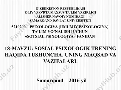 sotsial psixologik trening haqida tushuncha — PPTX