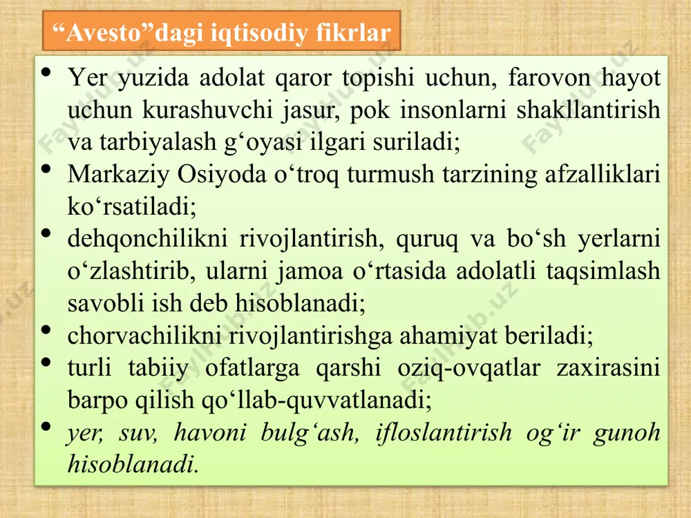 gi g‘oyalar ilgari surilgan. asosiy g‘oyalari mamlakat tomonidan taqiqlovchi qonunlarga amal qilmaslikni taklif etgan, aynan qonunlarni haddan tashqari ko‘pligi xalqni kambag‘allashuviga olib kelishini ta‘kidlagan; insoniyat avvalgi majburiyatlaridan voz kechishi, oddiy tabiiy hayotga qaytishi, ya’ni inson ibtidoiy davrga qaytishi, yangi mehnat qurollaridan foydalanmasligi zarurligi ta’kidlangan. “daosizm” (aynan yo’l) (miloddan avvalgi iv asr) lyao-szi asoschisi qadimgi yunonistondagi iqtisodiy ta’limotlar qadimgi gretsiya (yunoniston)da ijtimoiy-iqtisodiy hayotning hamma jabhalarida quldorlik bevosita ishlab chiqaruvchilarni ekspluatatsiya qilishning asosiy shakliga aylangan edi. yunonistondagi dastlabki iqtisodiy g‘oyalar gomer va gesiad asarlarida ilgari surilgan. dastlabki iqtisodiy g‘oyalar (miloddan avvalgi 8-7 asrlar) namoyondalari gomer gesiad iliada odisseya mehnat qonunlari iqtisodiyotning natural xo‘jalik konsepsiyasi ilgari surilgan. dehqonchilik munosabatlari ulug‘langan; qullar mehnatidan foydalanish ko’rsatilgan. qadimgi yunonistondagi iqtisodiy g‘oyalarning ijtimoiy-iqtisodiy va huquqiy jihatdan shakllanishiga o‘sha davr namoyondalaridan ksenofont, platon, aristotellarning iqtisodiy qarashlari katta ta’sir ko‘rsatdi. xususan, «ekonomiya» so‘zi («oykonomiya»: «oykos»-uy, xo‘jalik va «nomos» - qonun, qoida) tom ma’noda uy xo‘jaligi to‘g‘risida qoida mazmuniga ega …