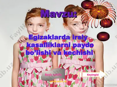 egizaklarda irsiy kasalliklarni paydo bo’lishi va kechishi — PPT